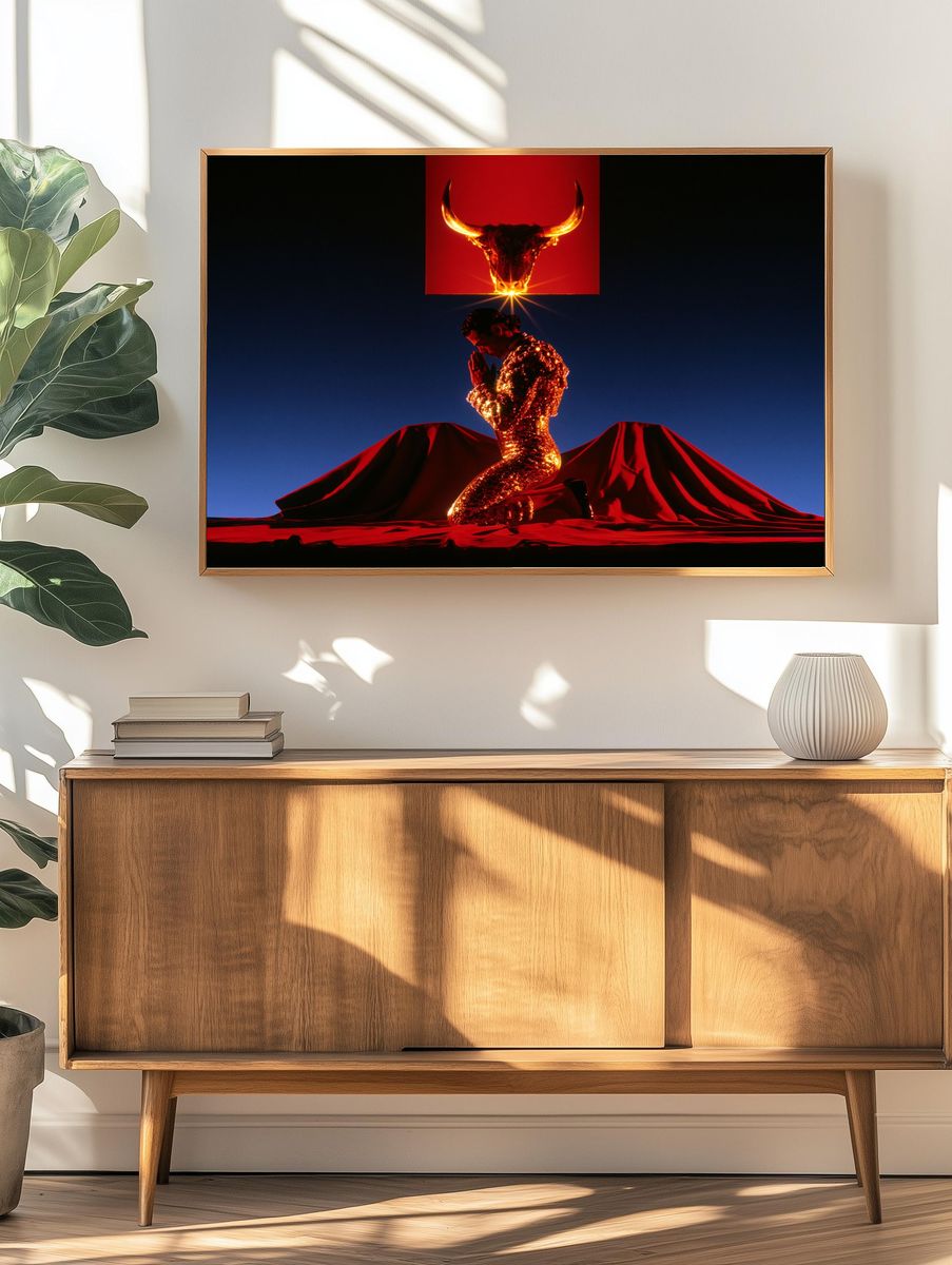 Colorful Alien Duo Illustration Poster. — room view 3