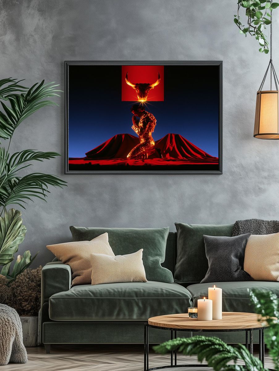 Colorful Alien Duo Illustration Poster. — room view 4