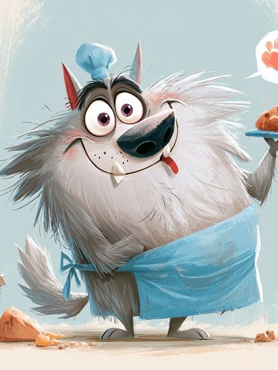 Chef Wolf Cartoon Print.