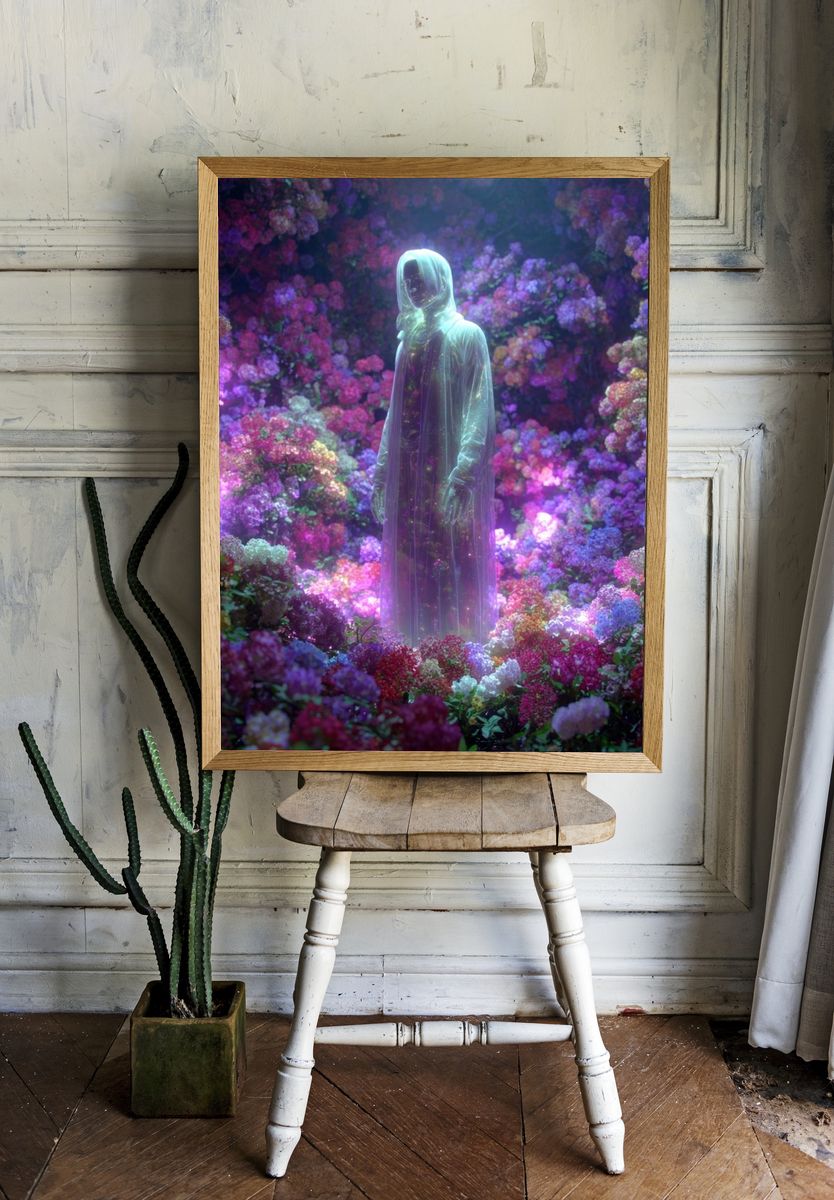 Ethereal Floral Figure Digital Art Print. — room view 1