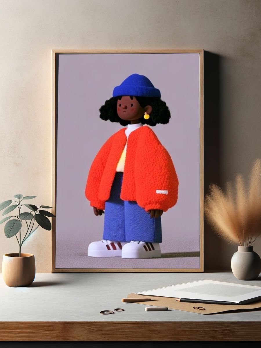 Stylized Doll Portrait Illustration Poster. — room view 2