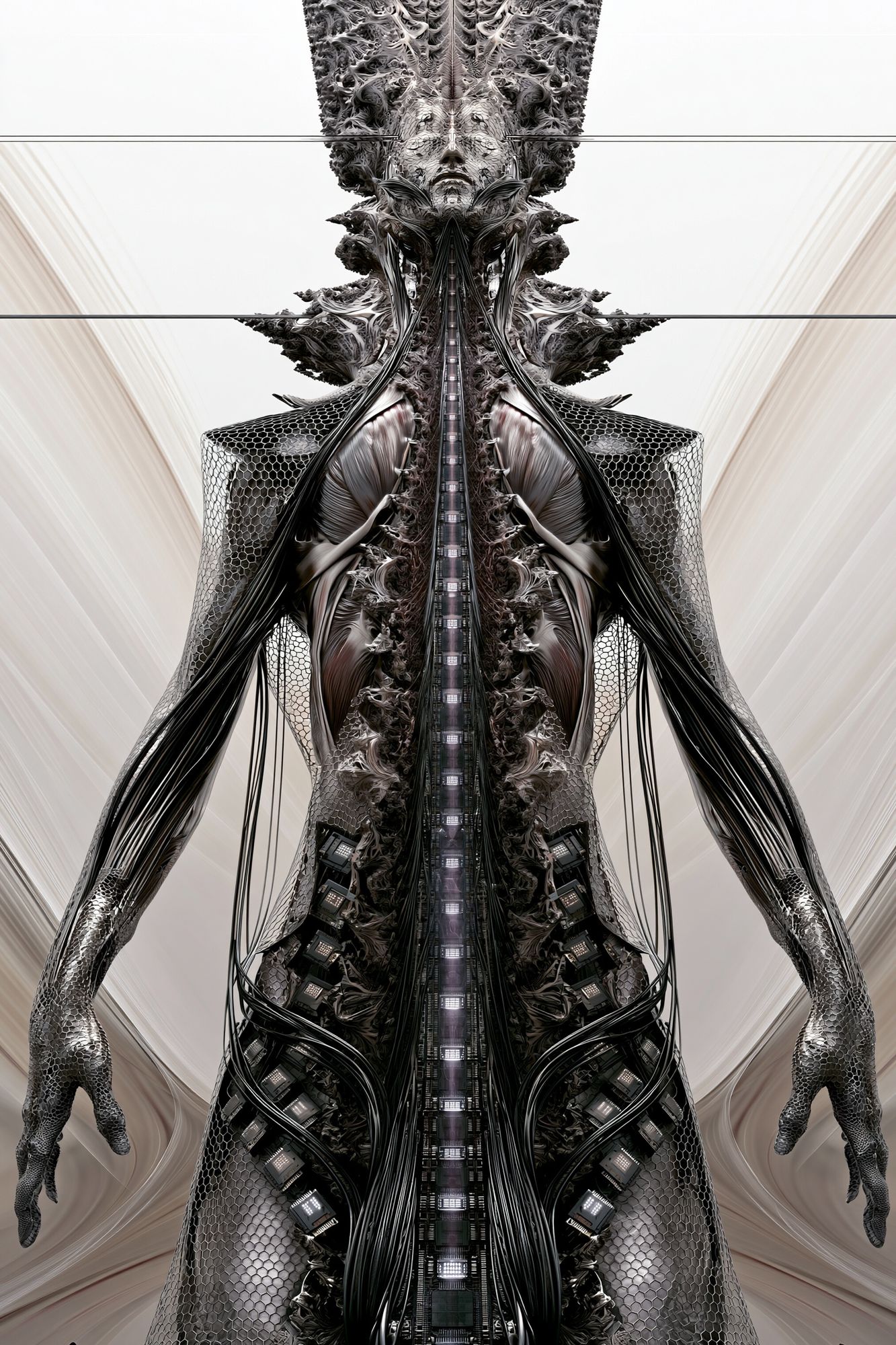 Surreal Cybernetic Figure Print. poster detail