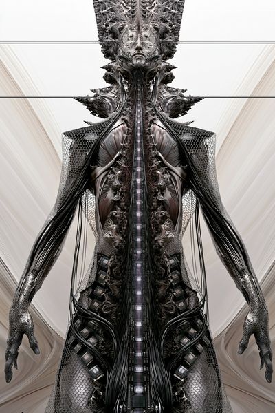 Surreal Cybernetic Figure Print. poster