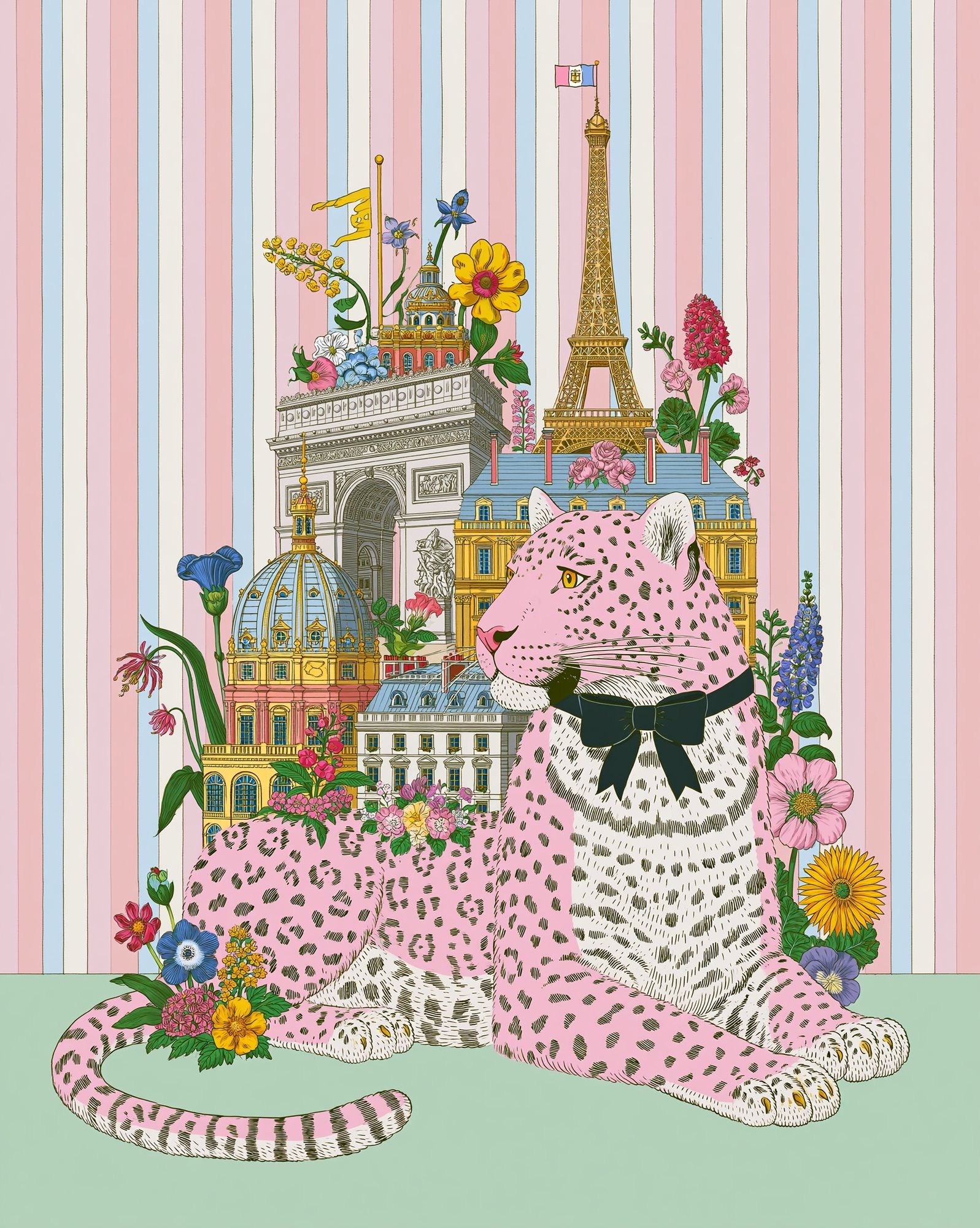 Paris Leopard Illustration Poster. poster detail