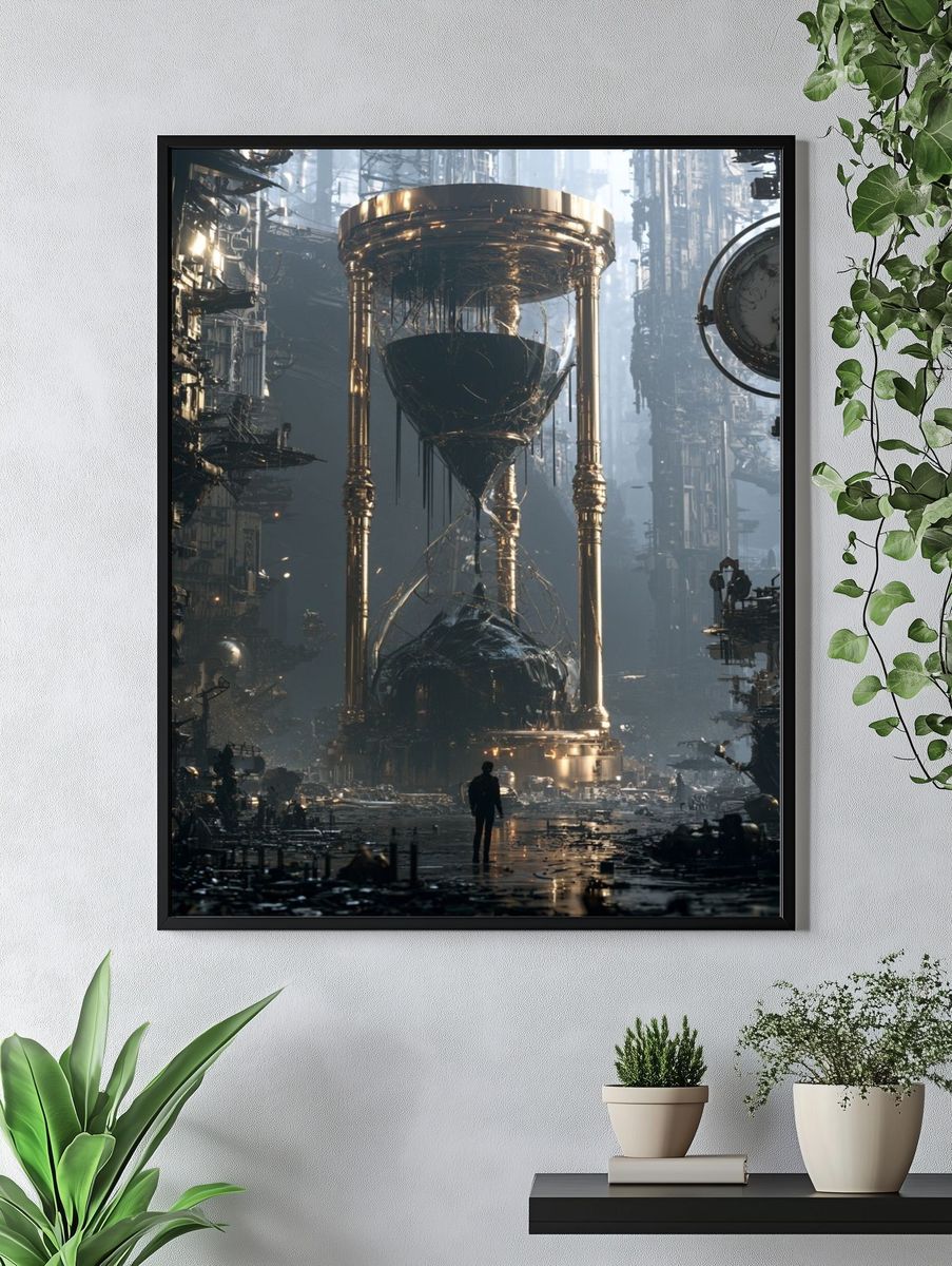 Surreal Hourglass Cityscape Print. — room view 4