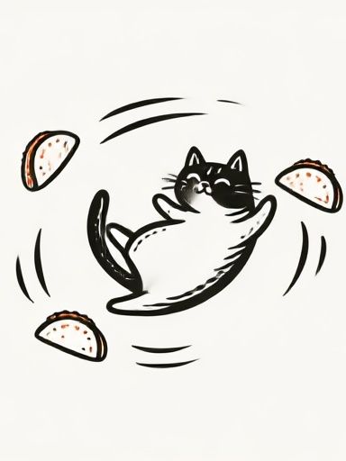 Cat and Tacos Illustration Poster. poster — illustration art