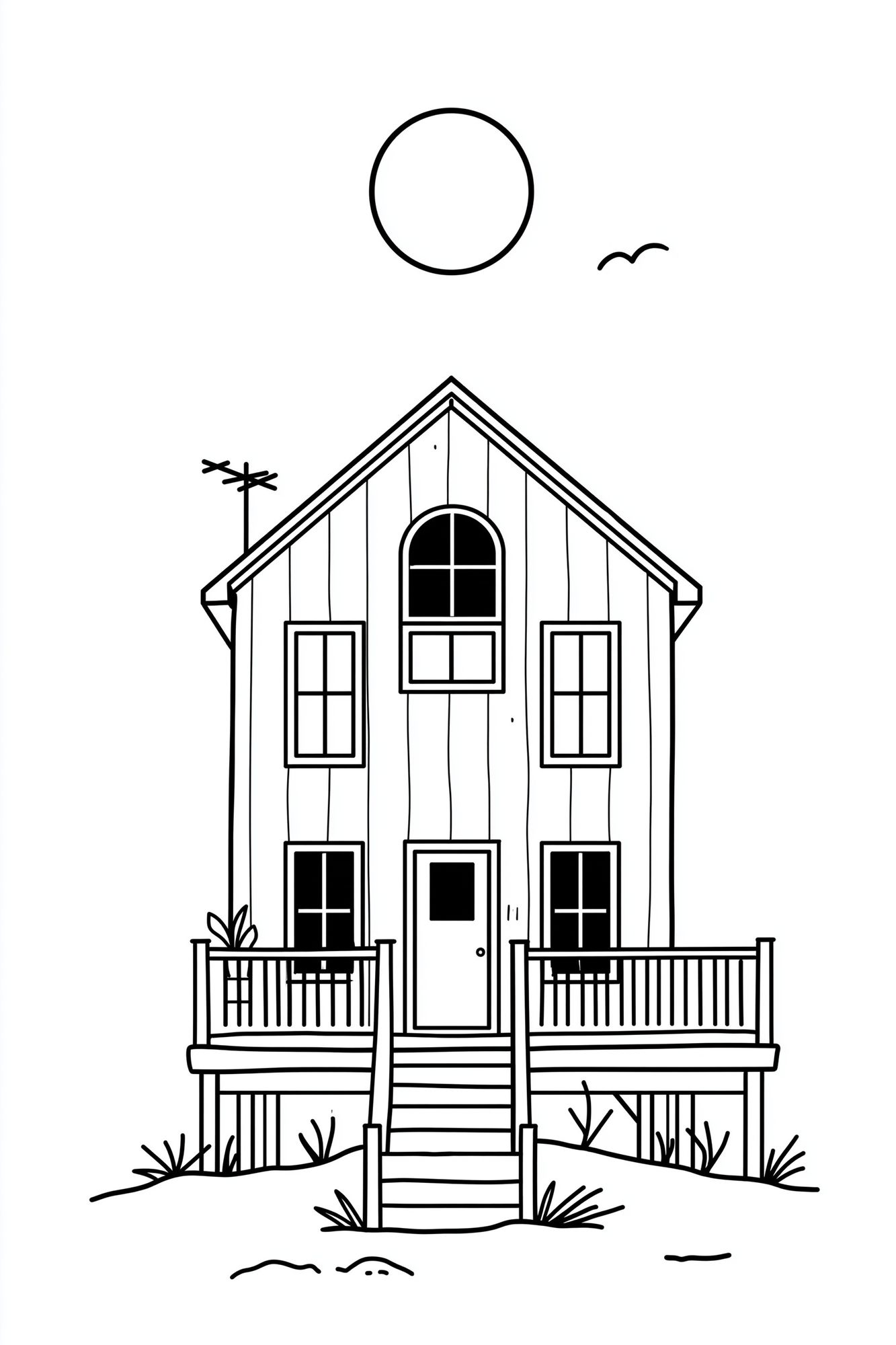 Coastal House Line Art Poster. poster — illustration art