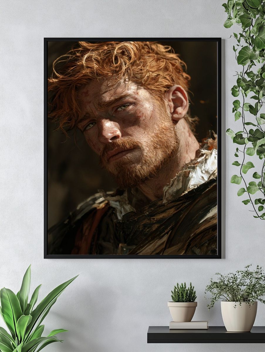 Red-Haired Warrior Portrait Print. — room view 4