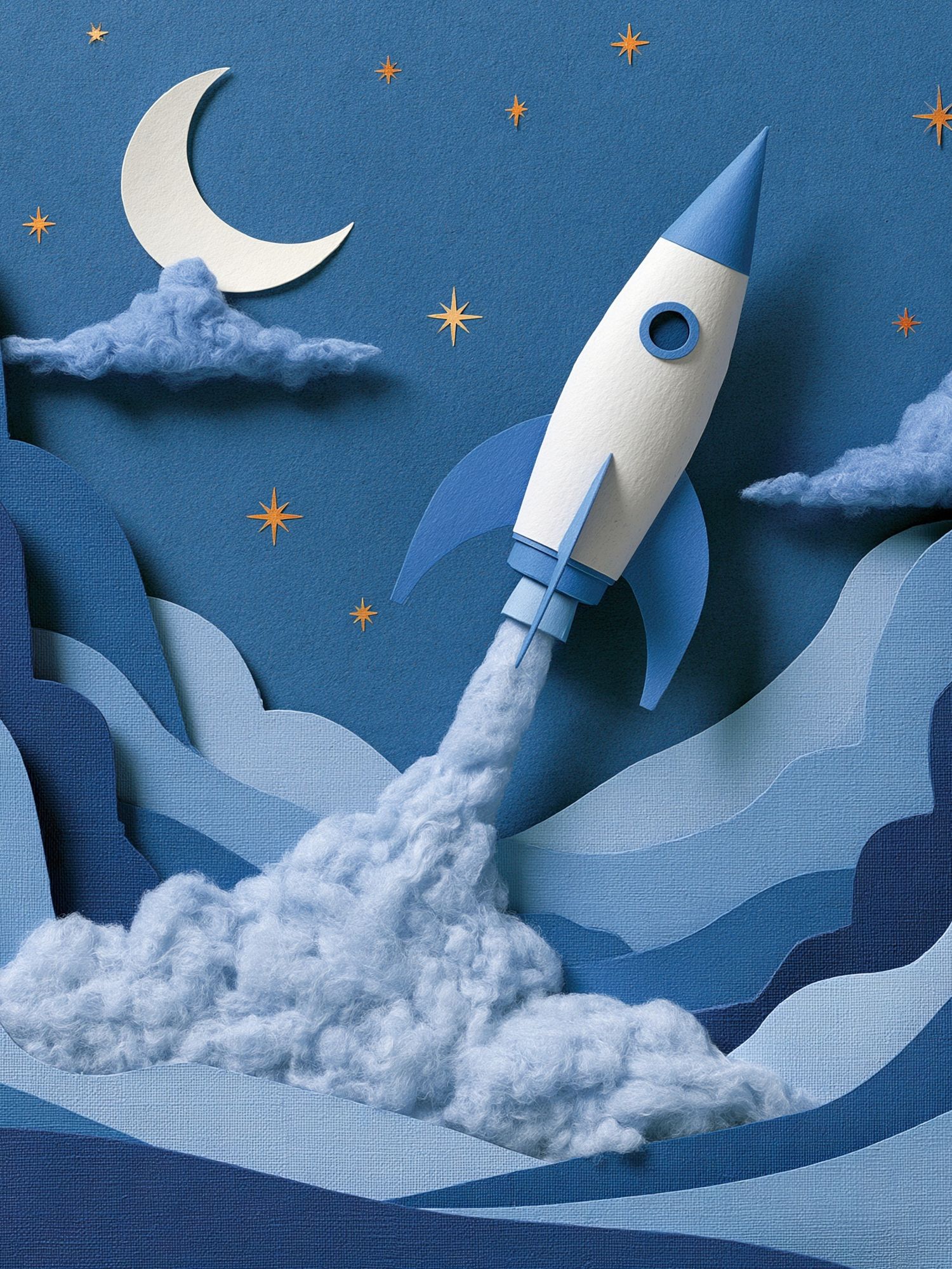 Moon Rocket Night Sky Poster. poster detail
