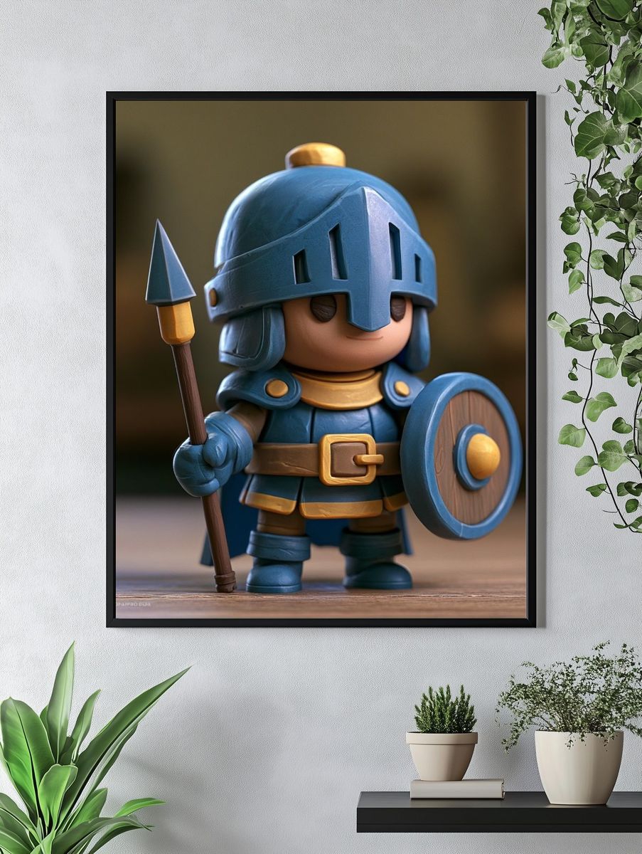 Toy Knight Figurine Illustration Print. — room view 4