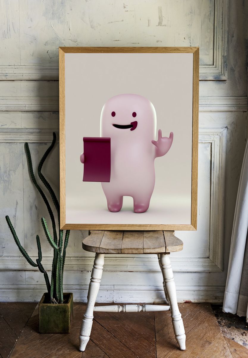 Cute Ghost Character Illustration Poster. — room view 1