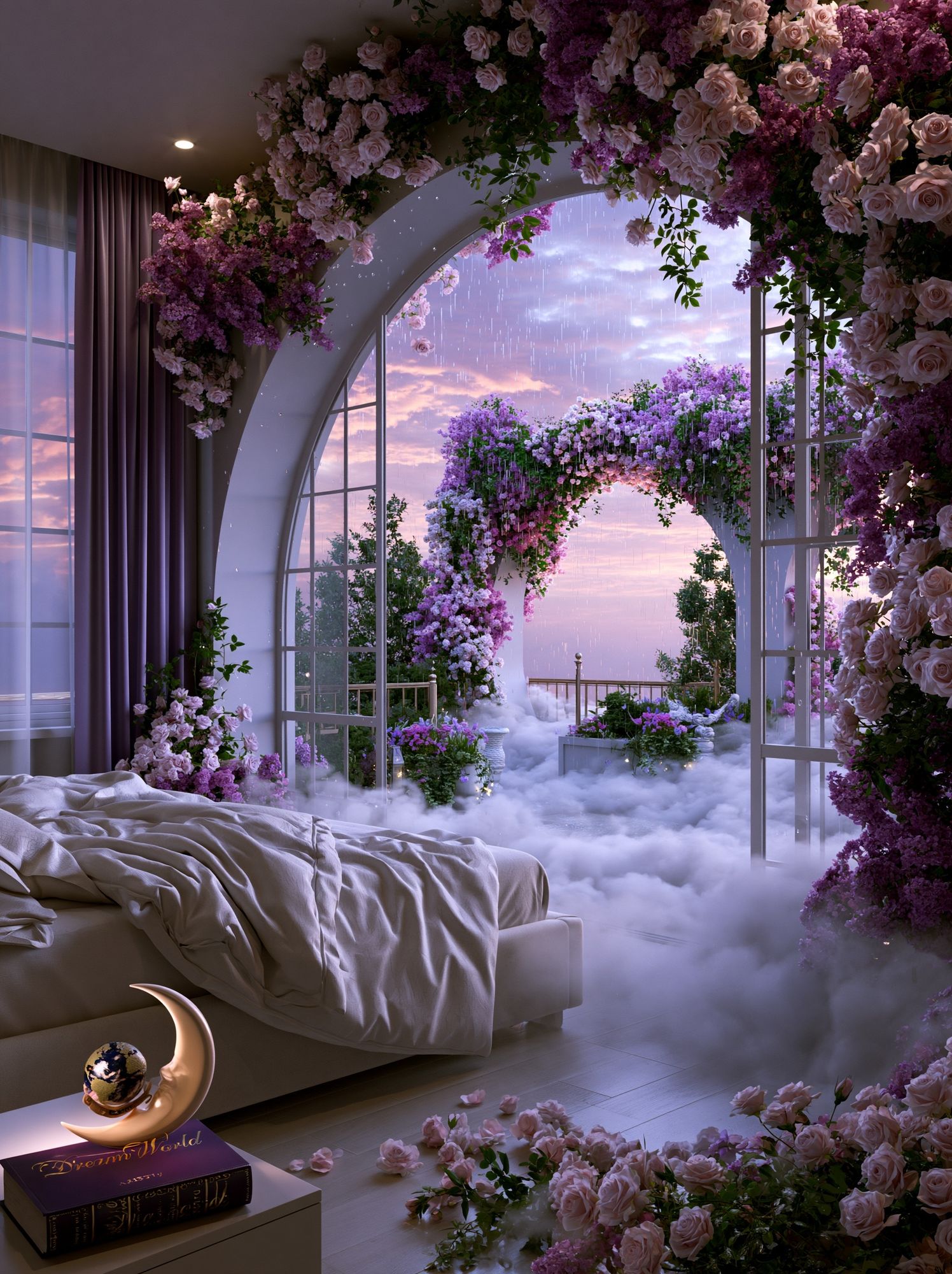 Dreamy Floral Balcony Print. poster — illustration art
