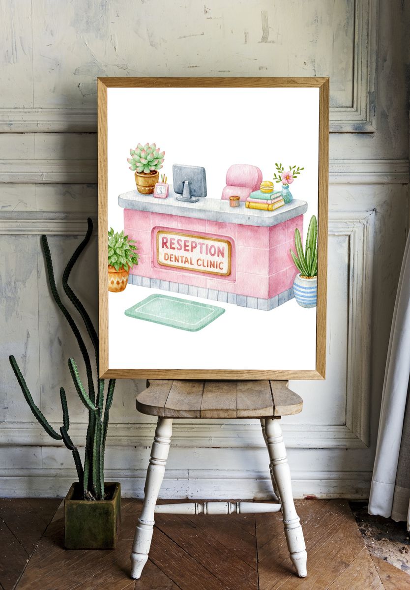 Dental Clinic Reception Watercolor Poster. room preview
