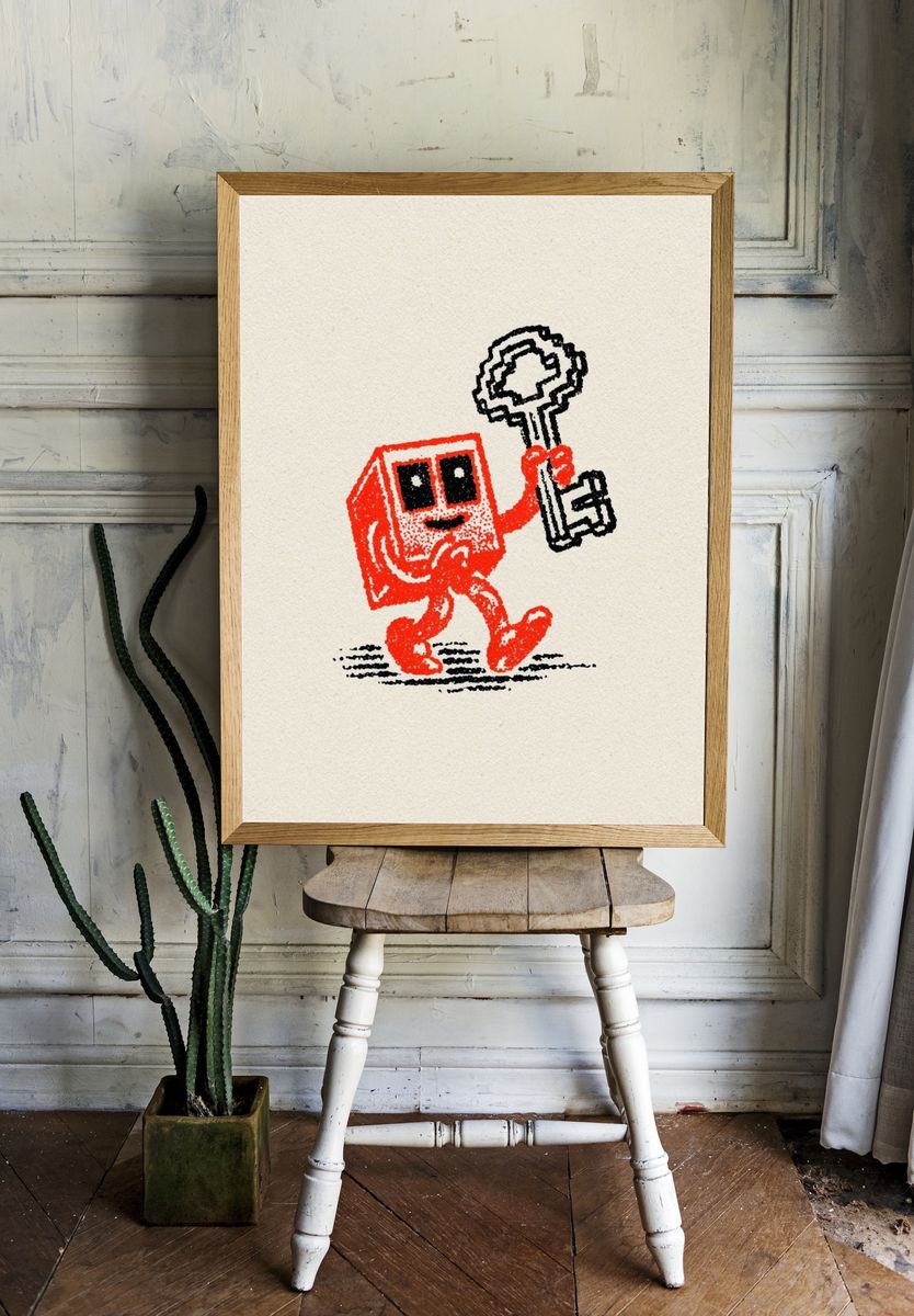 Pixel Key Character Illustration Poster. — room view 1