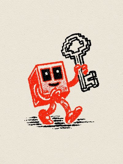 Pixel Key Character Illustration Poster. poster print