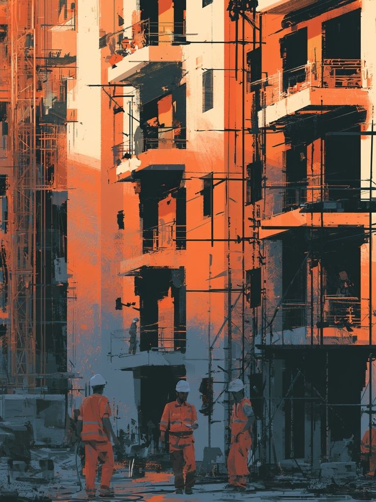 Urban Construction Site Illustration Poster. poster detail