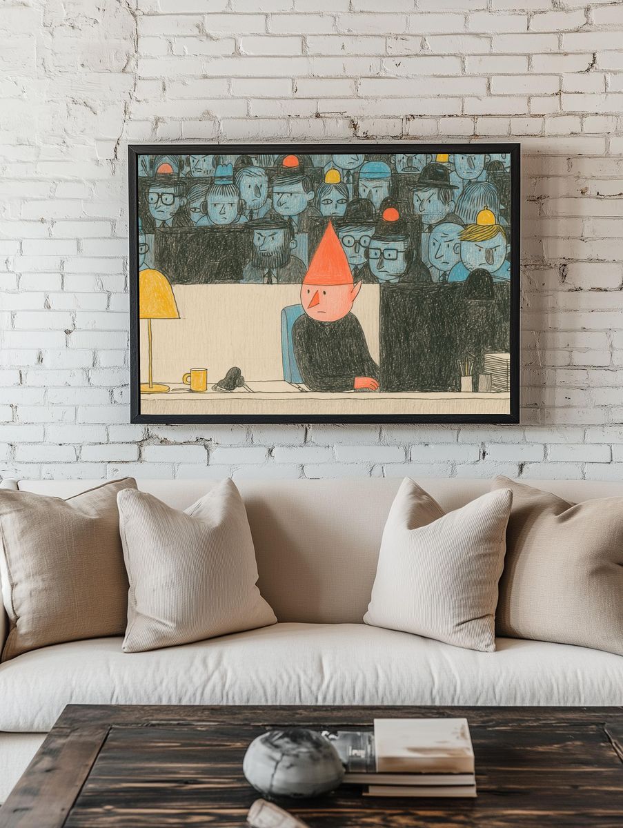 Crowded Office Illustration Poster. — room view 1