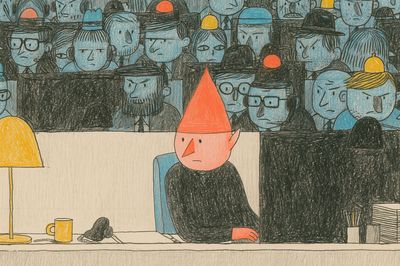Crowded Office Illustration Poster. poster print