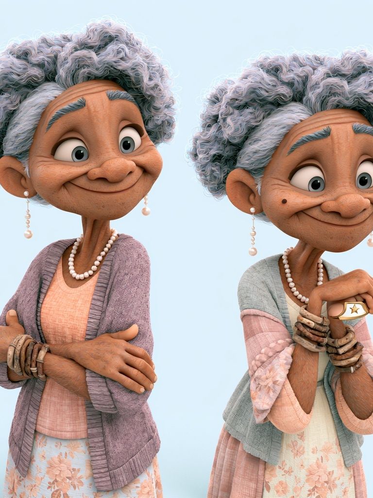 Elderly Sisters Digital Art Poster. poster detail