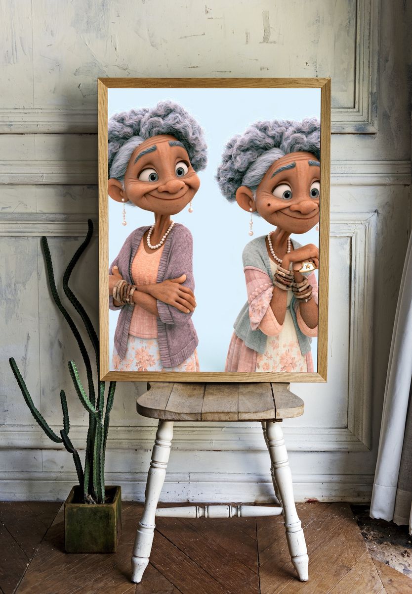 Elderly Sisters Digital Art Poster. room preview