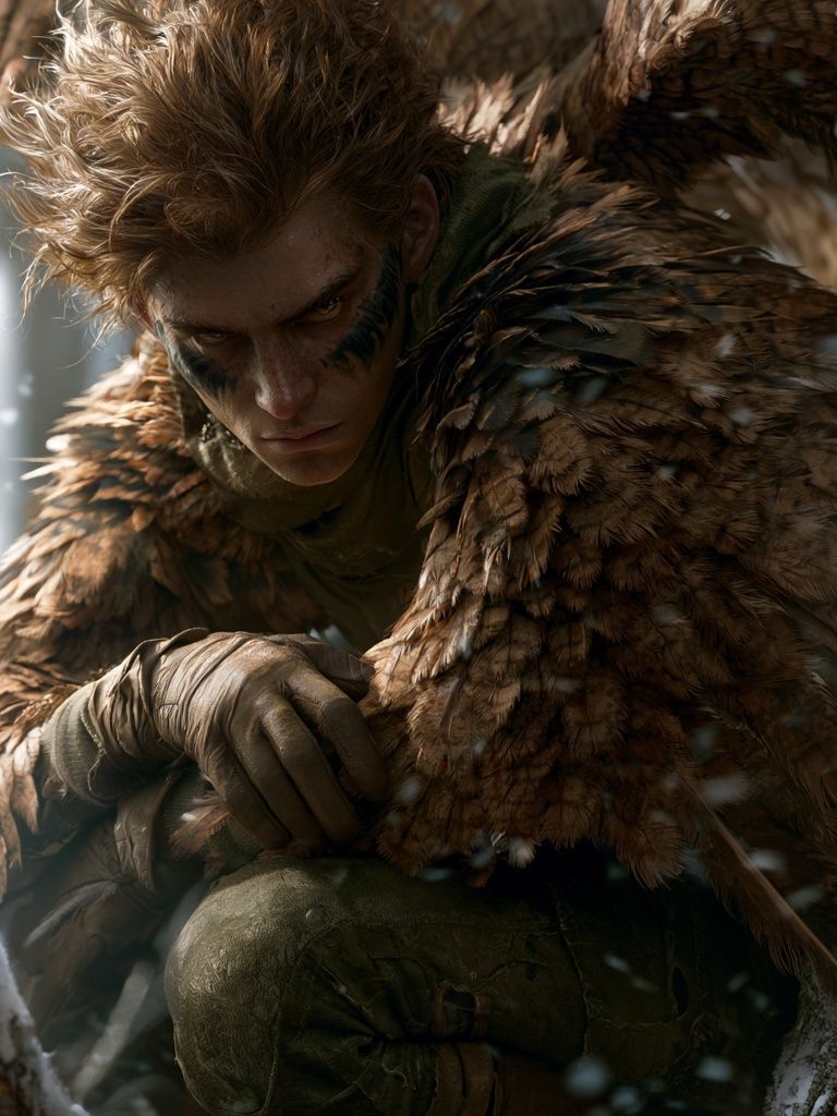 Feral Warrior Portrait Print. poster detail