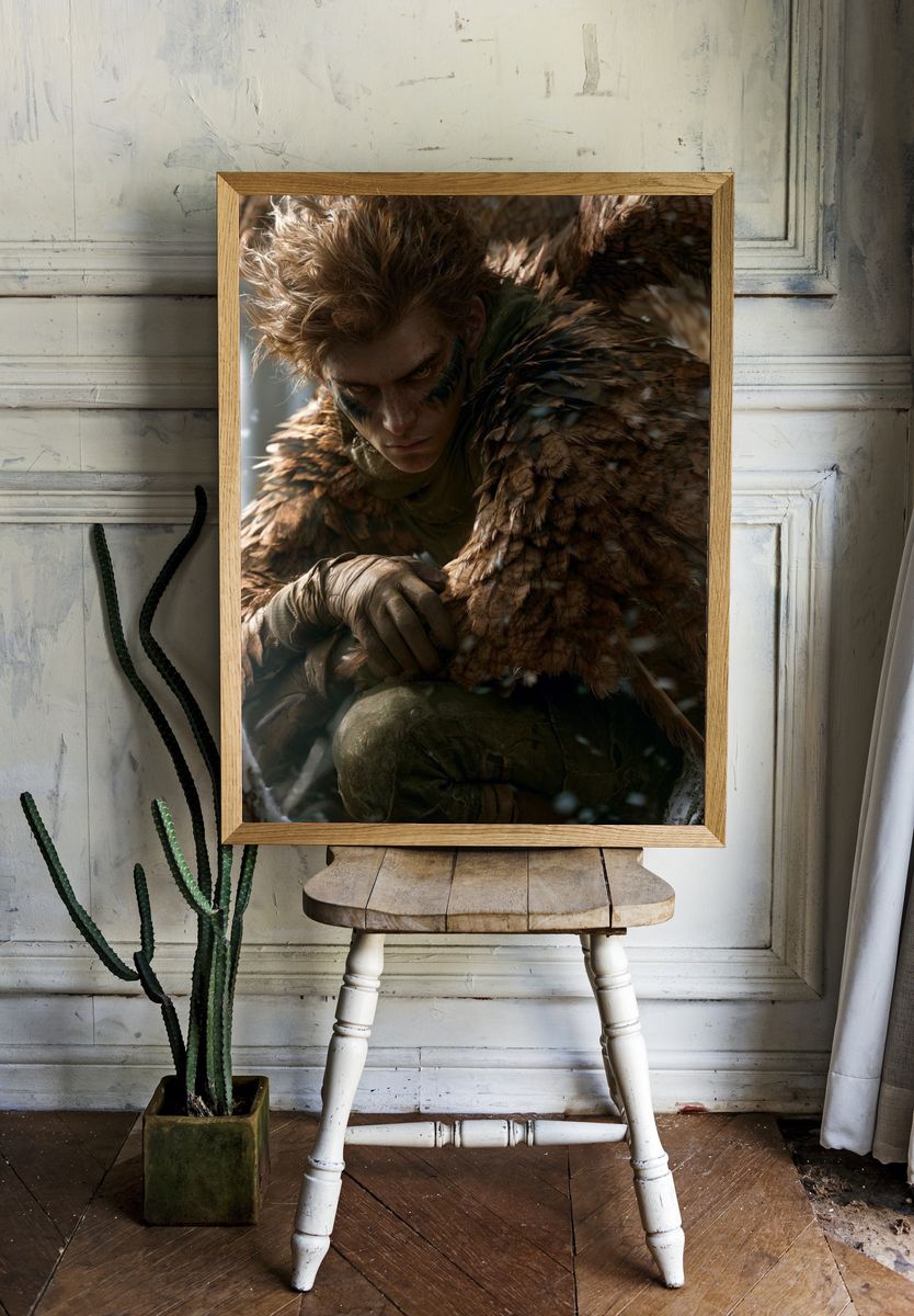 Feral Warrior Portrait Print. room preview