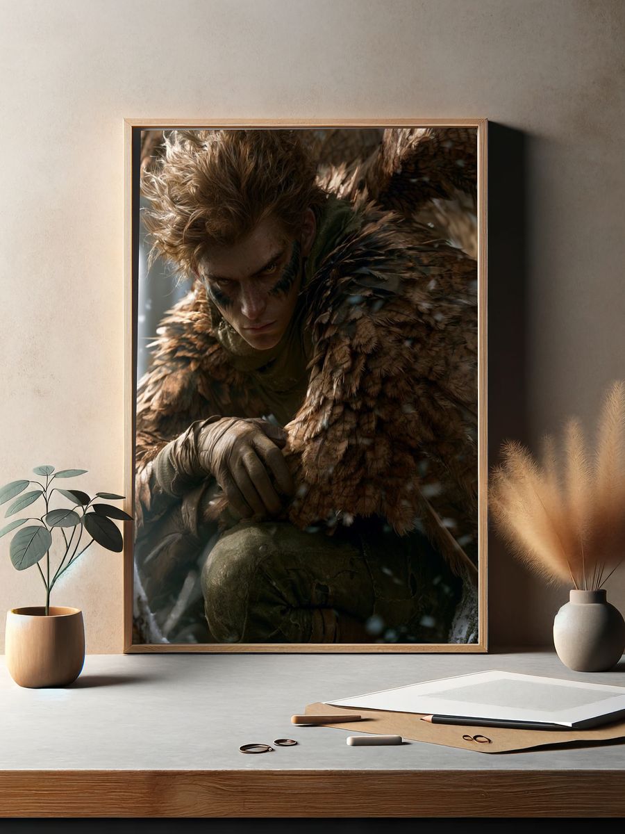 Feral Warrior Portrait Print. — room view 2