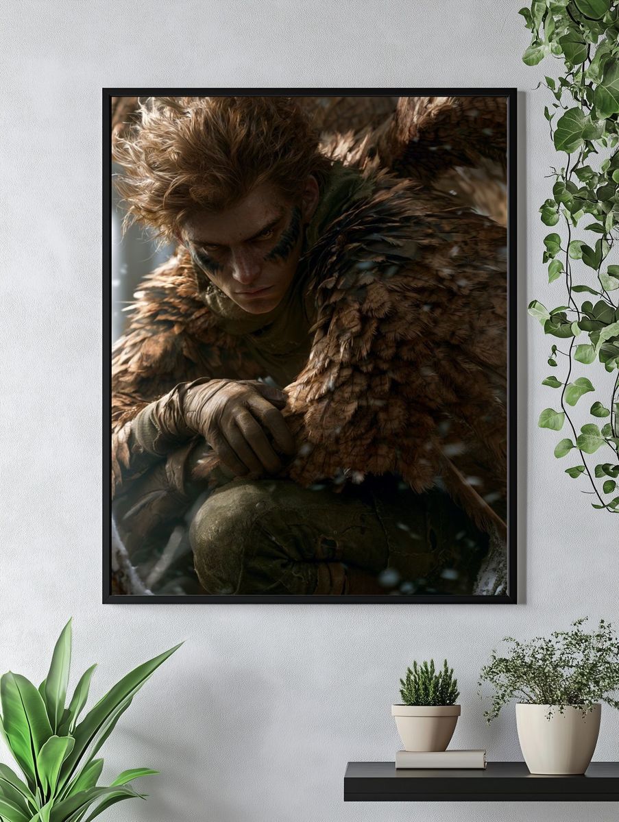 Feral Warrior Portrait Print. — room view 4
