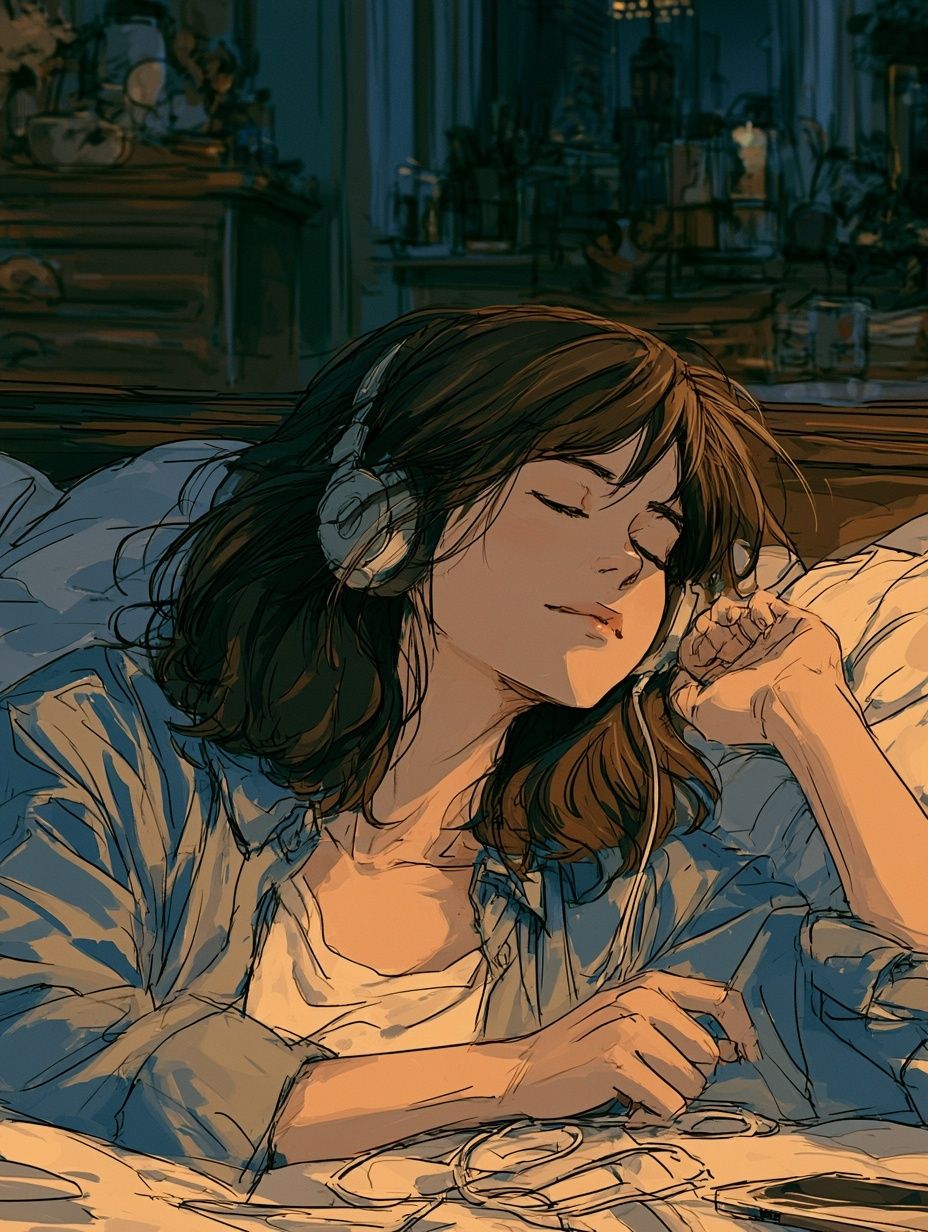 Cozy Headphones Girl Illustration Poster. poster — illustration art