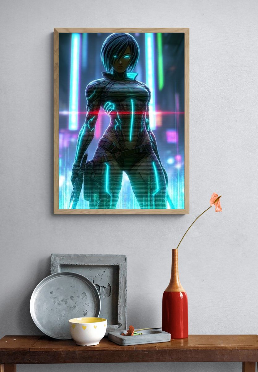 Cyberpunk Android Portrait Poster. — room view 3