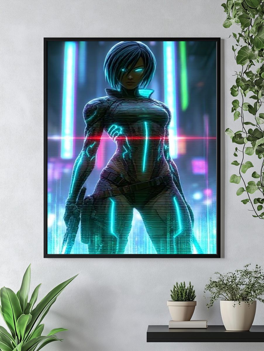 Cyberpunk Android Portrait Poster. — room view 4