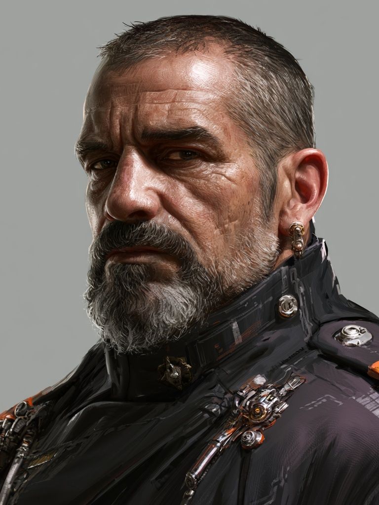 Cybernetic Commander Portrait Poster. poster — illustration art