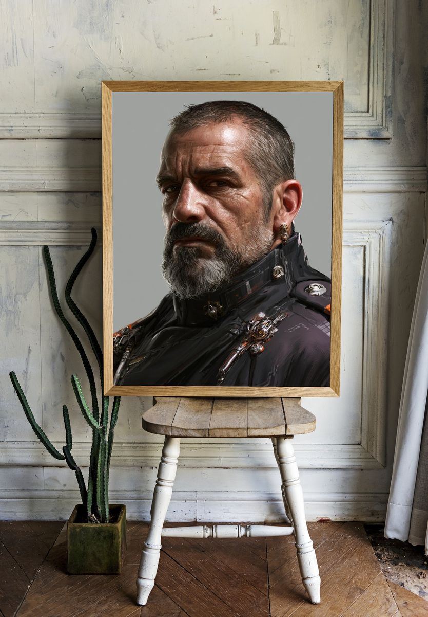 Cybernetic Commander Portrait Poster. room preview