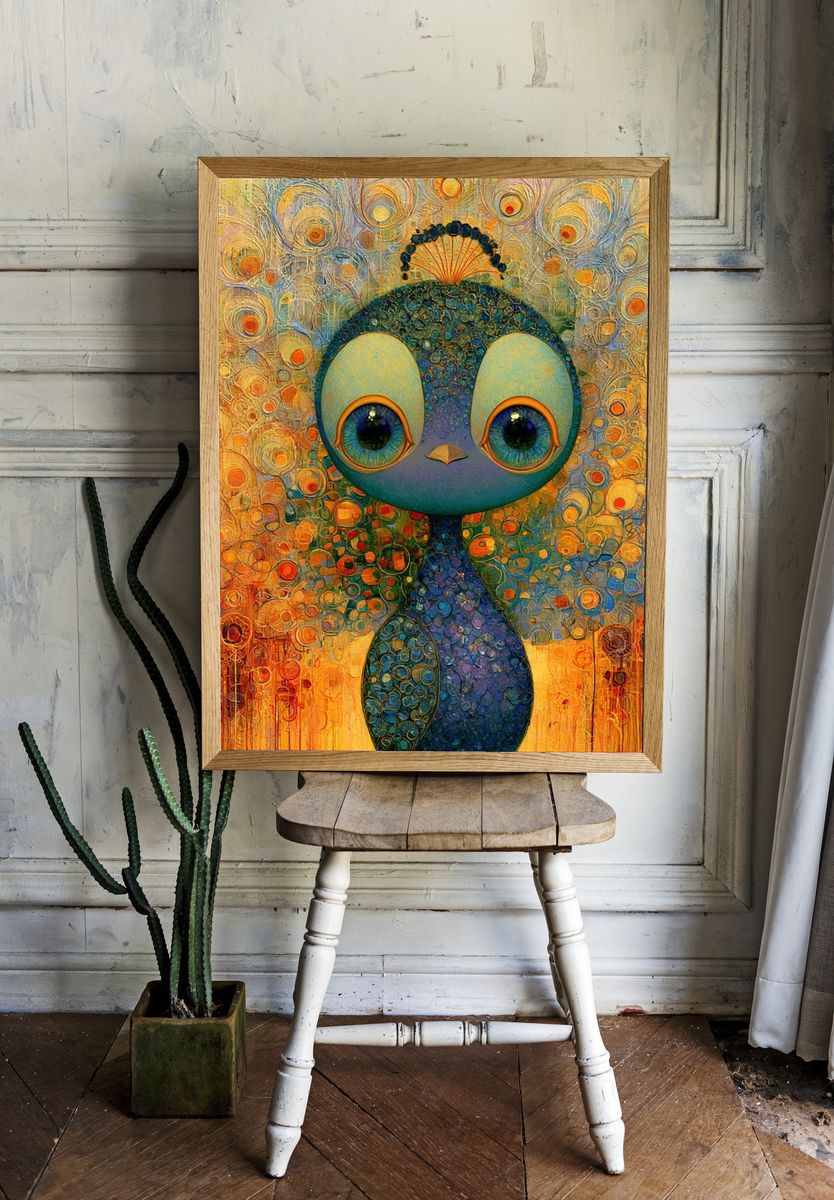 Peacock Dreamscape Illustration Poster. — room view 1