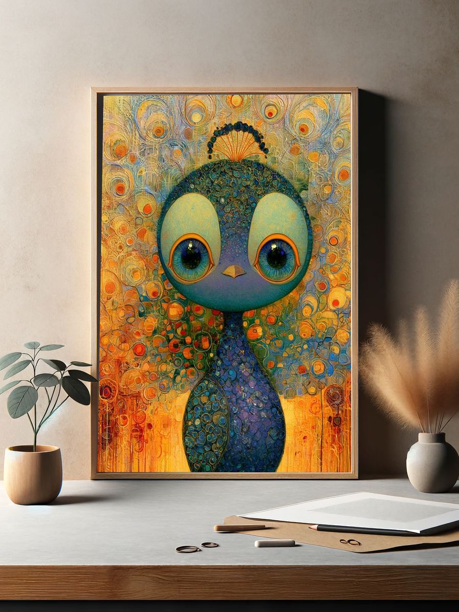 Peacock Dreamscape Illustration Poster. — room view 2
