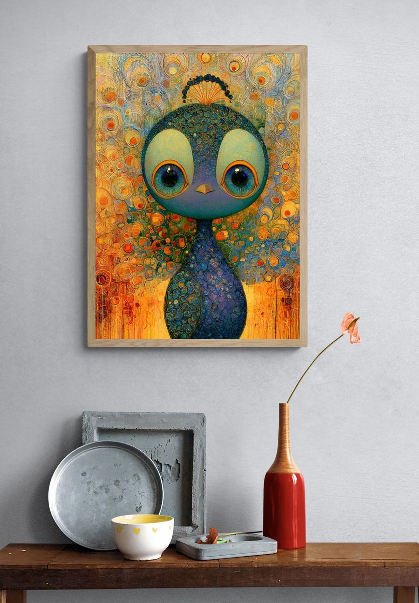 Peacock Dreamscape Illustration Poster. — room view 3