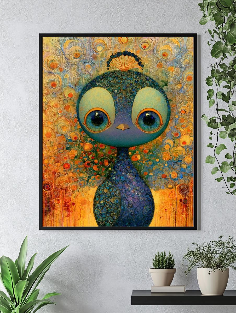 Peacock Dreamscape Illustration Poster. — room view 4