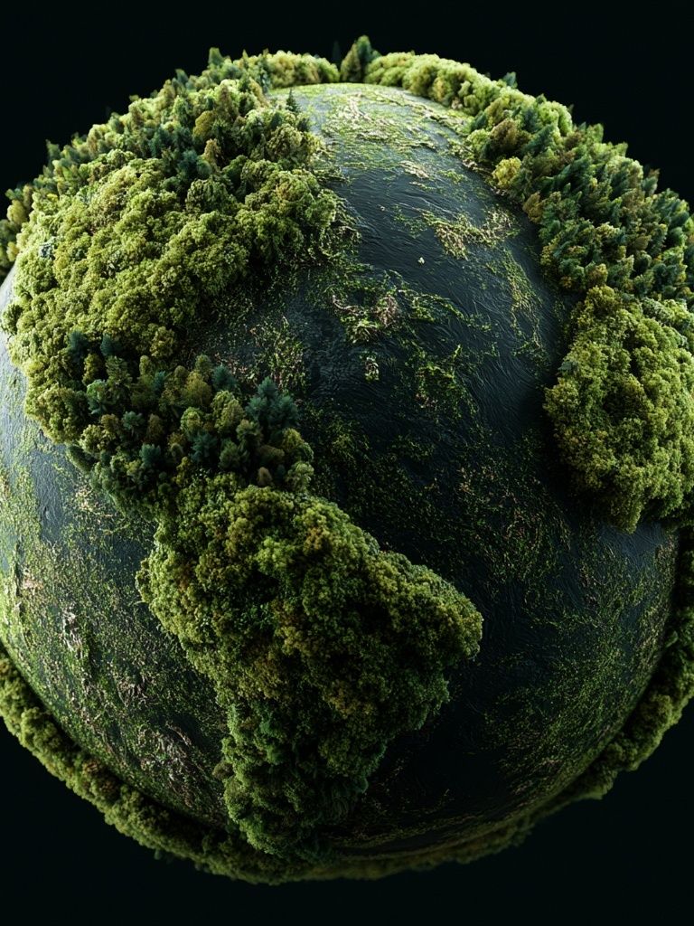 Mossy Earth Globe Illustration Poster. poster detail