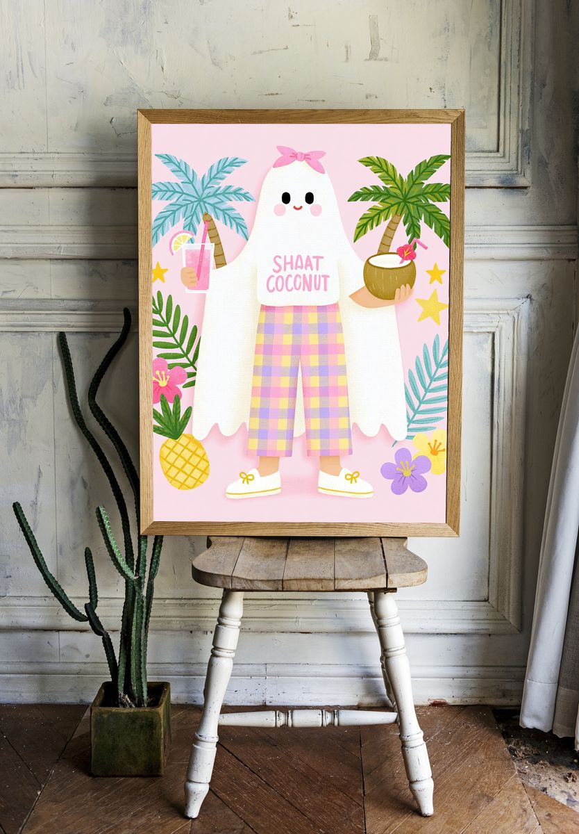 Shaft Coconut Tropical Ghost Poster. room preview