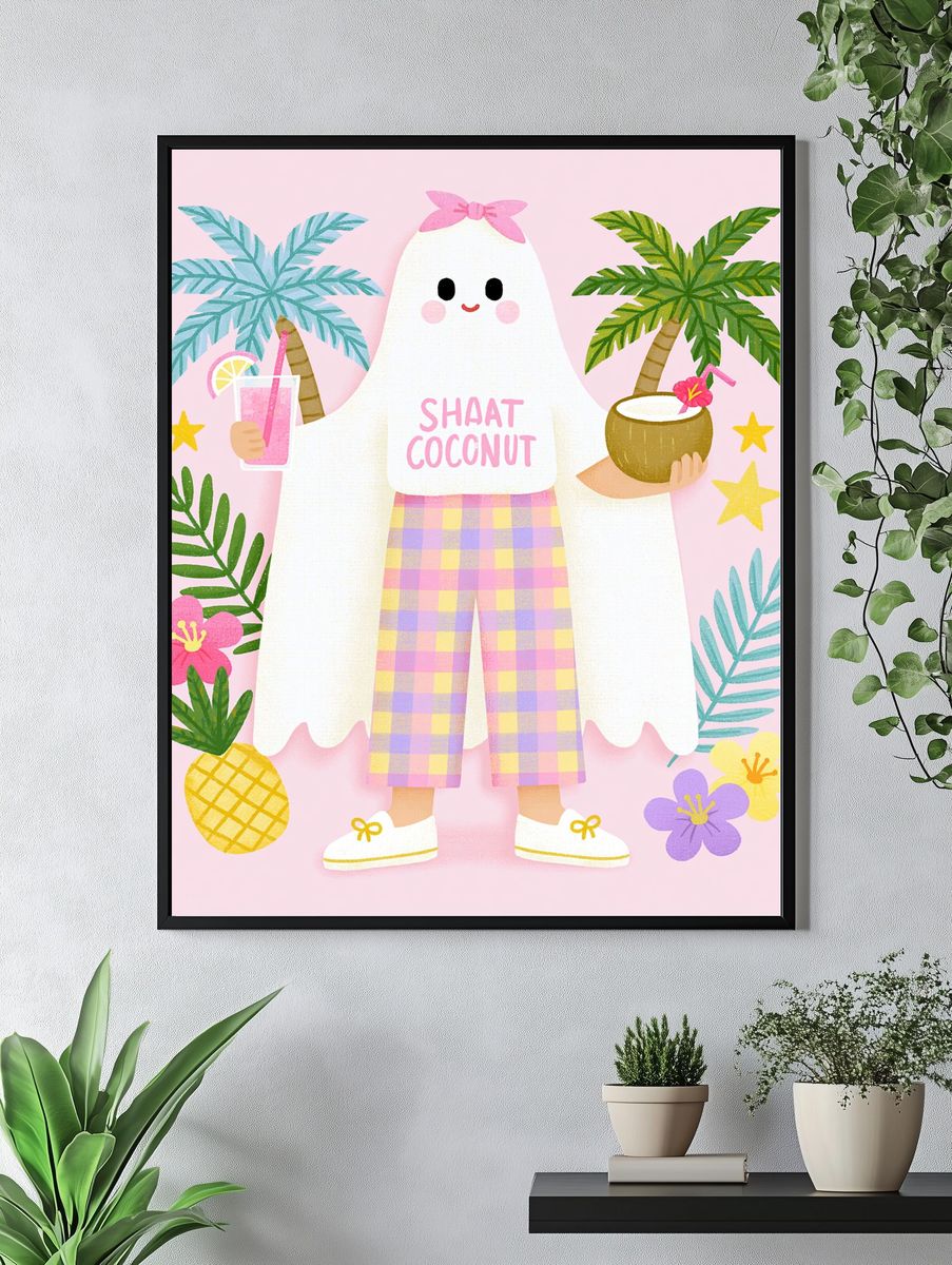 Shaft Coconut Tropical Ghost Poster. — room view 4