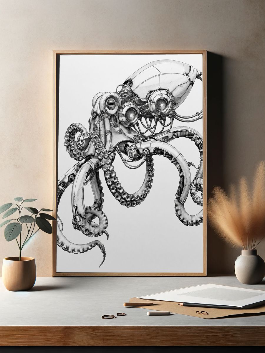 Mechanical Octopus Ink Poster. — room view 2