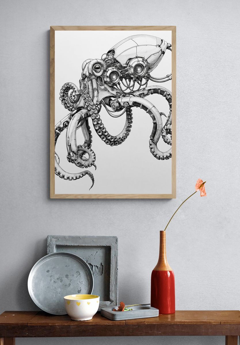 Mechanical Octopus Ink Poster. — room view 3