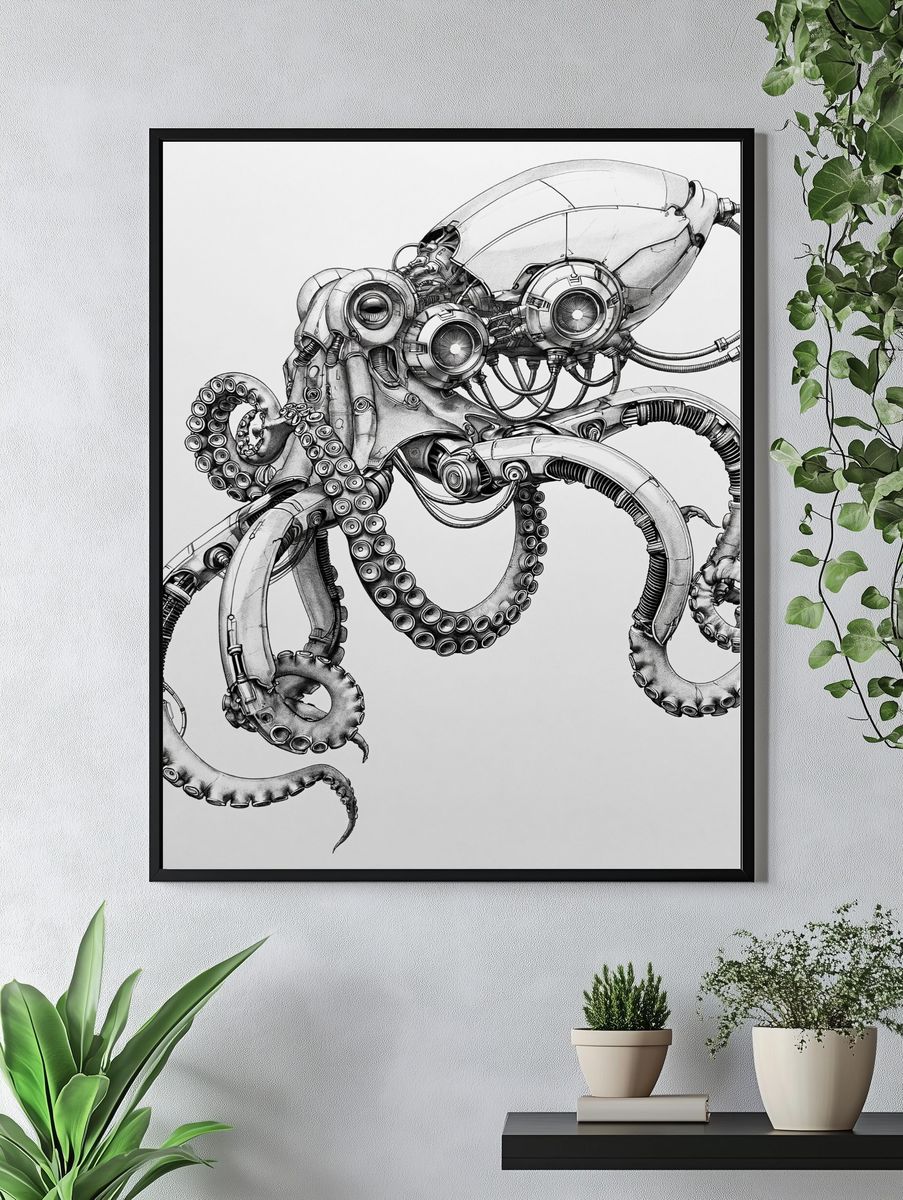 Mechanical Octopus Ink Poster. — room view 4