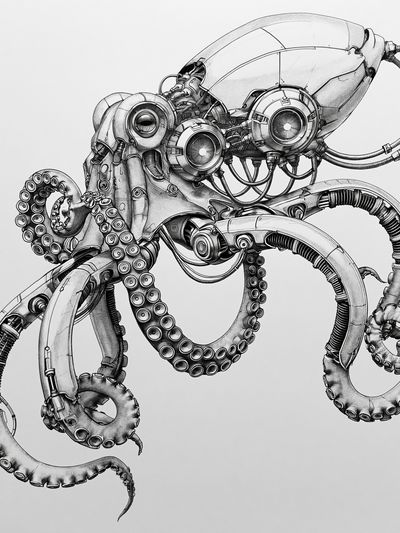 Mechanical Octopus Ink Poster. poster