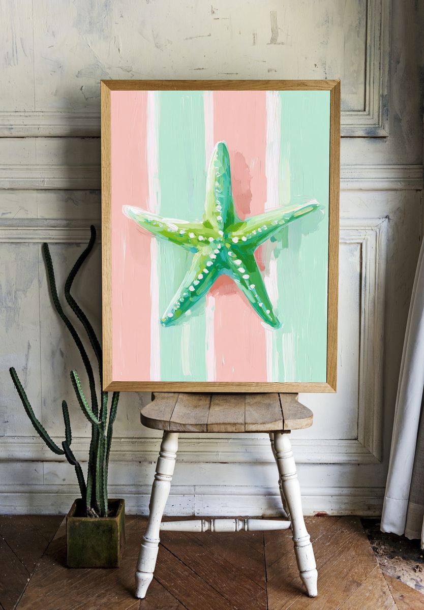 Pastel Starfish Illustration Poster room preview