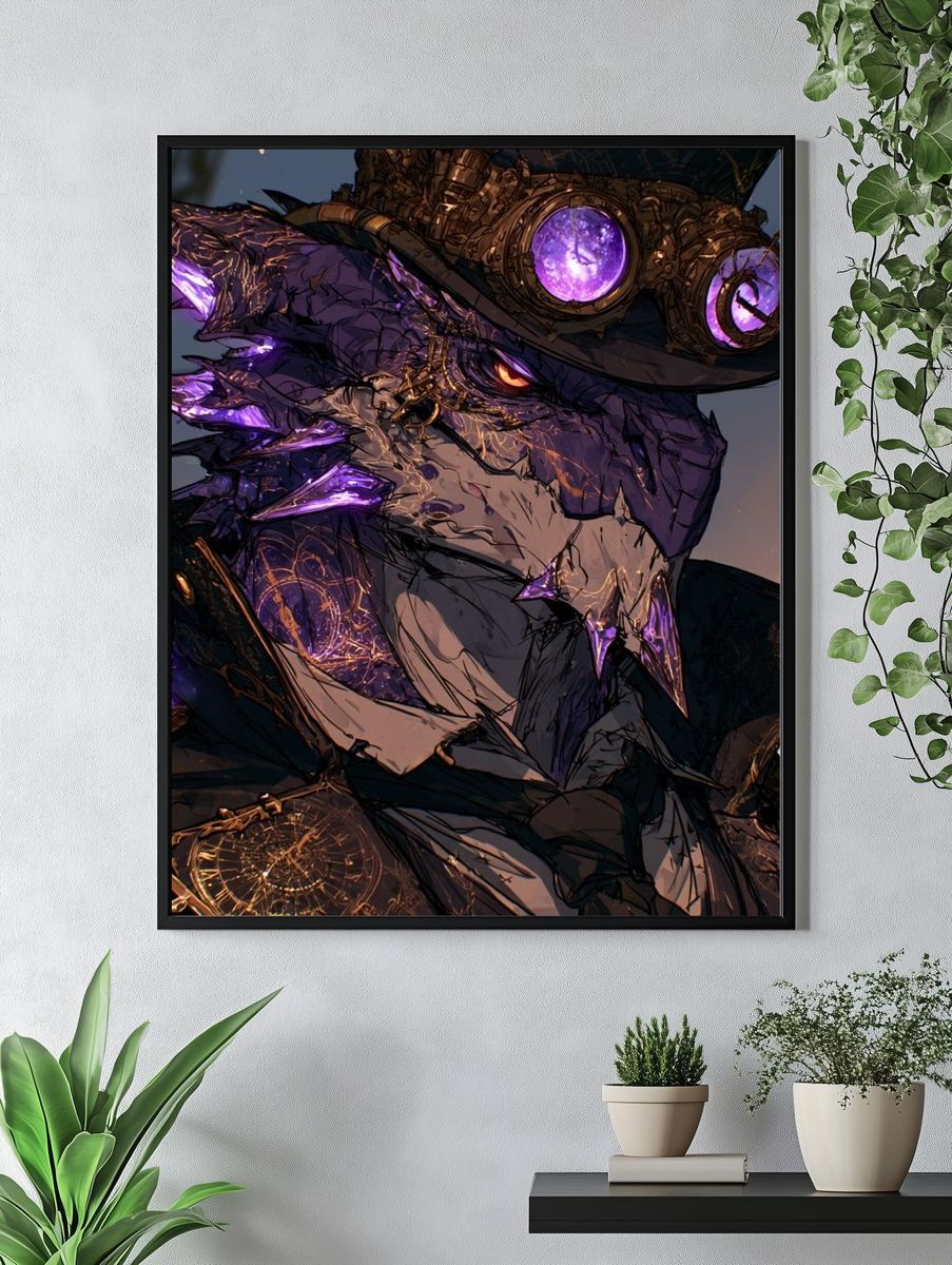 Steampunk Dragon Portrait Poster. — room view 4