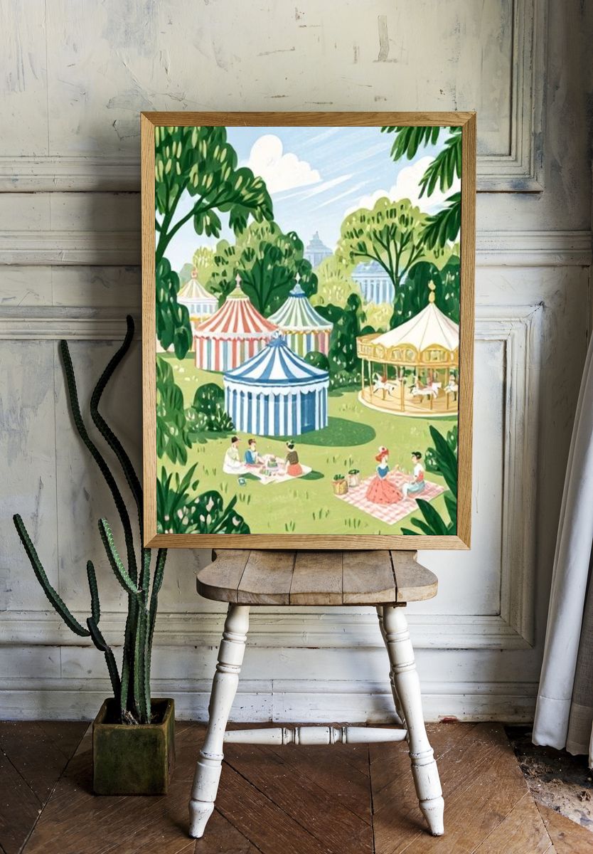 Garden Picnic Illustration Poster. — room view 1