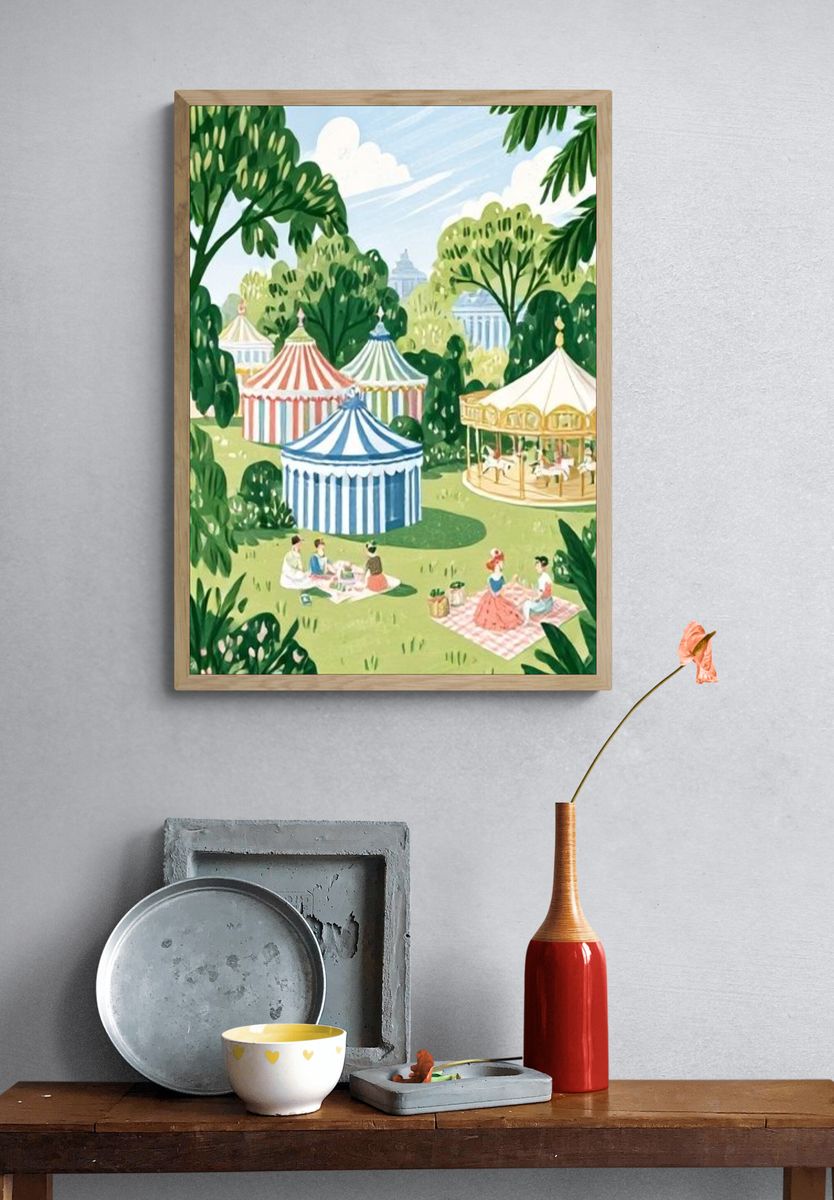 Garden Picnic Illustration Poster. — room view 3