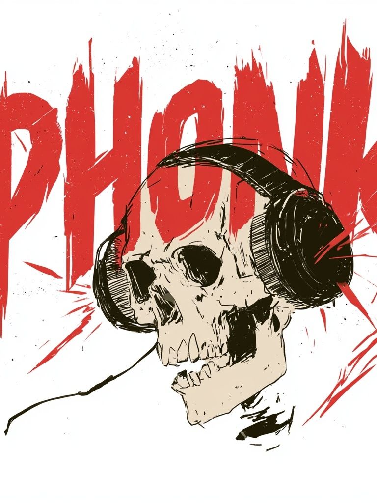 Phonk Skull Illustration Poster. poster detail