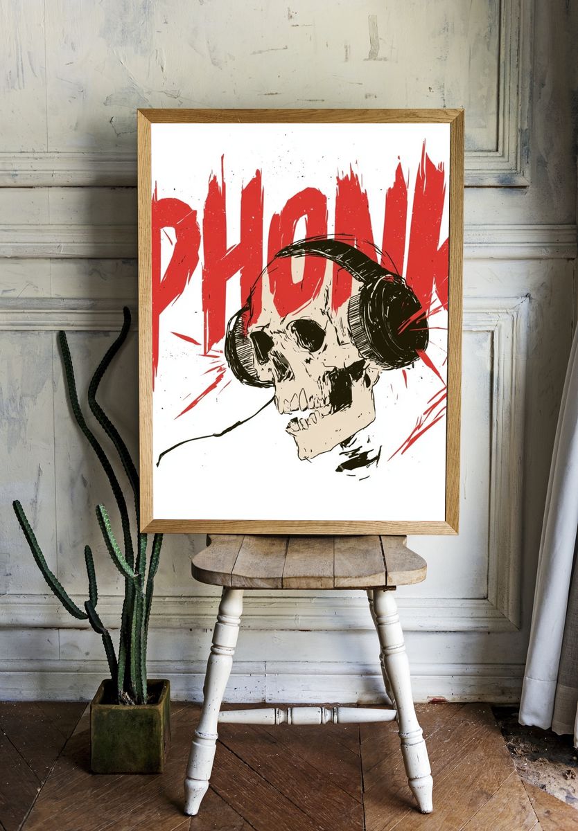 Phonk Skull Illustration Poster. — room view 1